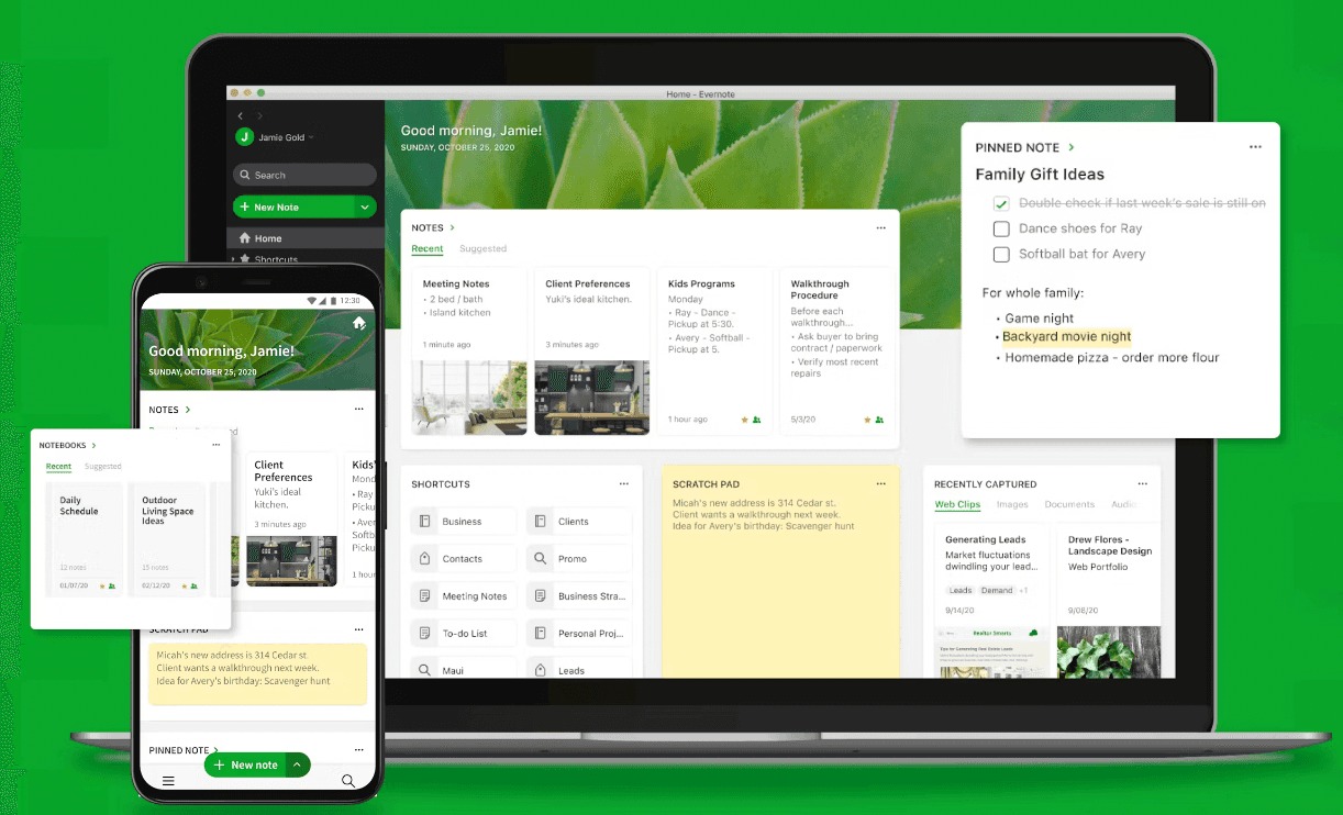 Evernote là ứng dụng ghi chú dễ tiếp cận, di động có sẵn trên các thiết bị với tính năng đồng bộ hóa tự động