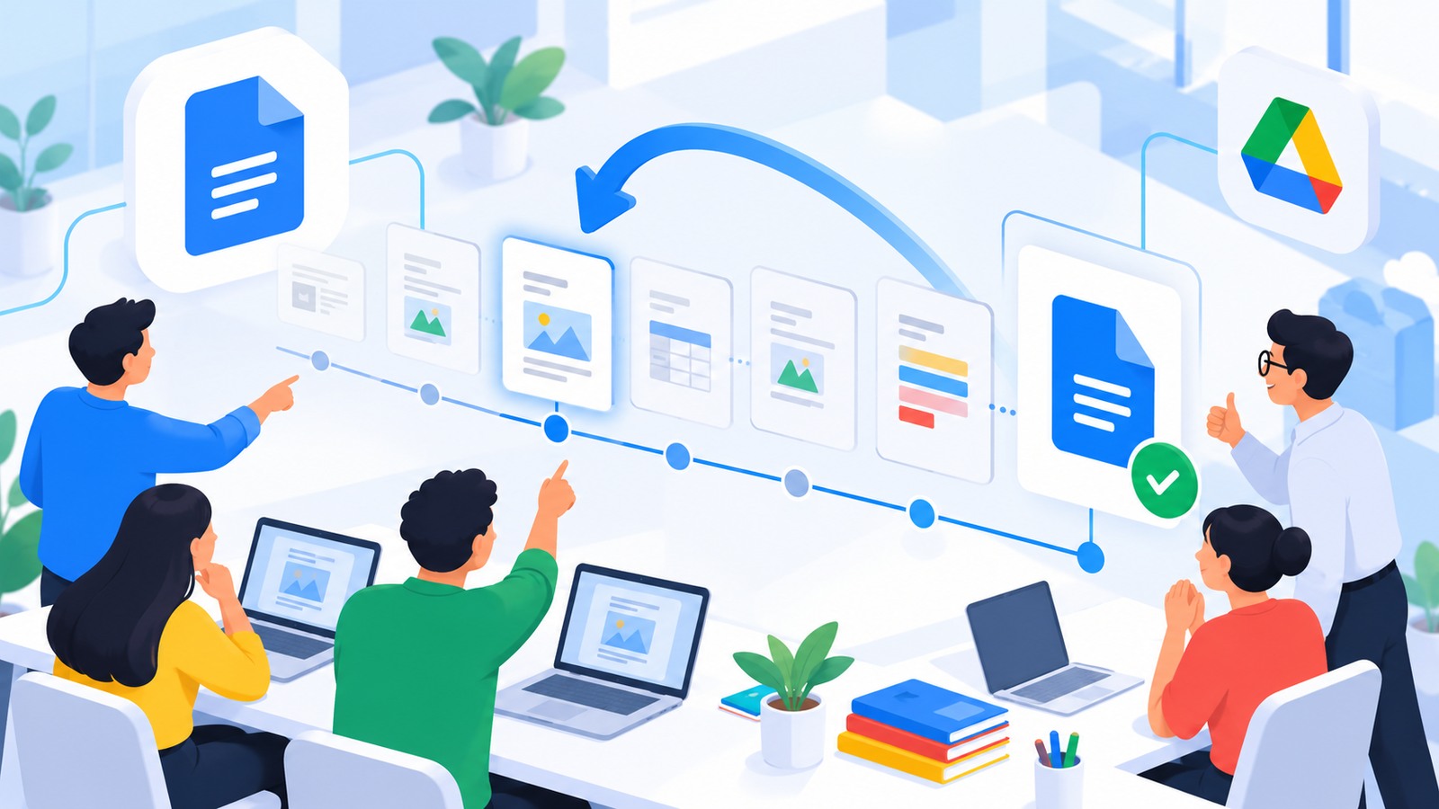 Minh họa thao tác và cộng tác trong Google Workspace