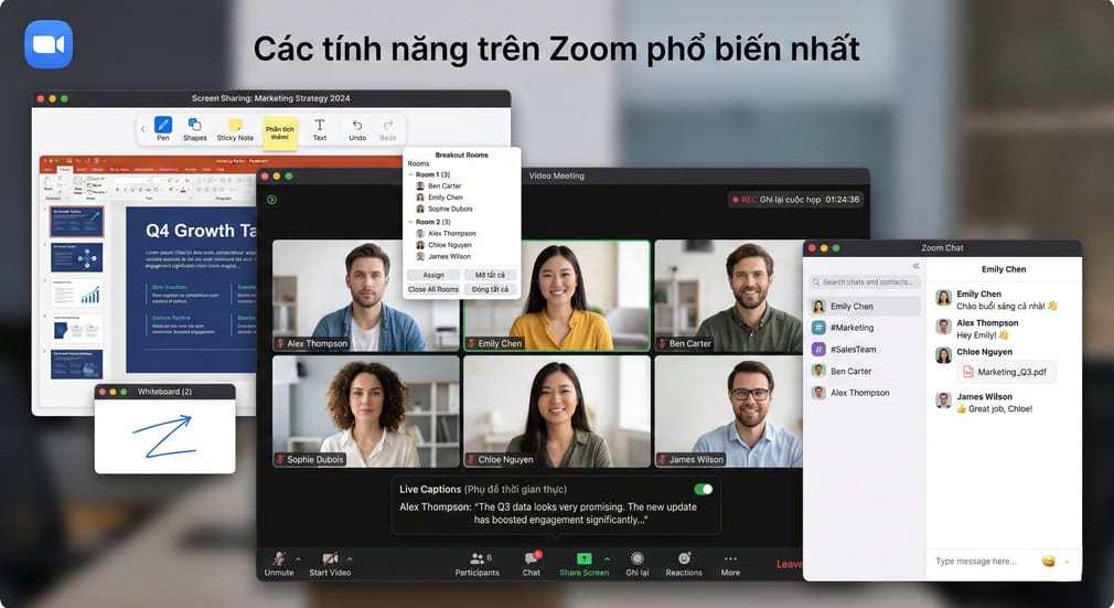 Các tính năng trên Zoom phổ biến nhất