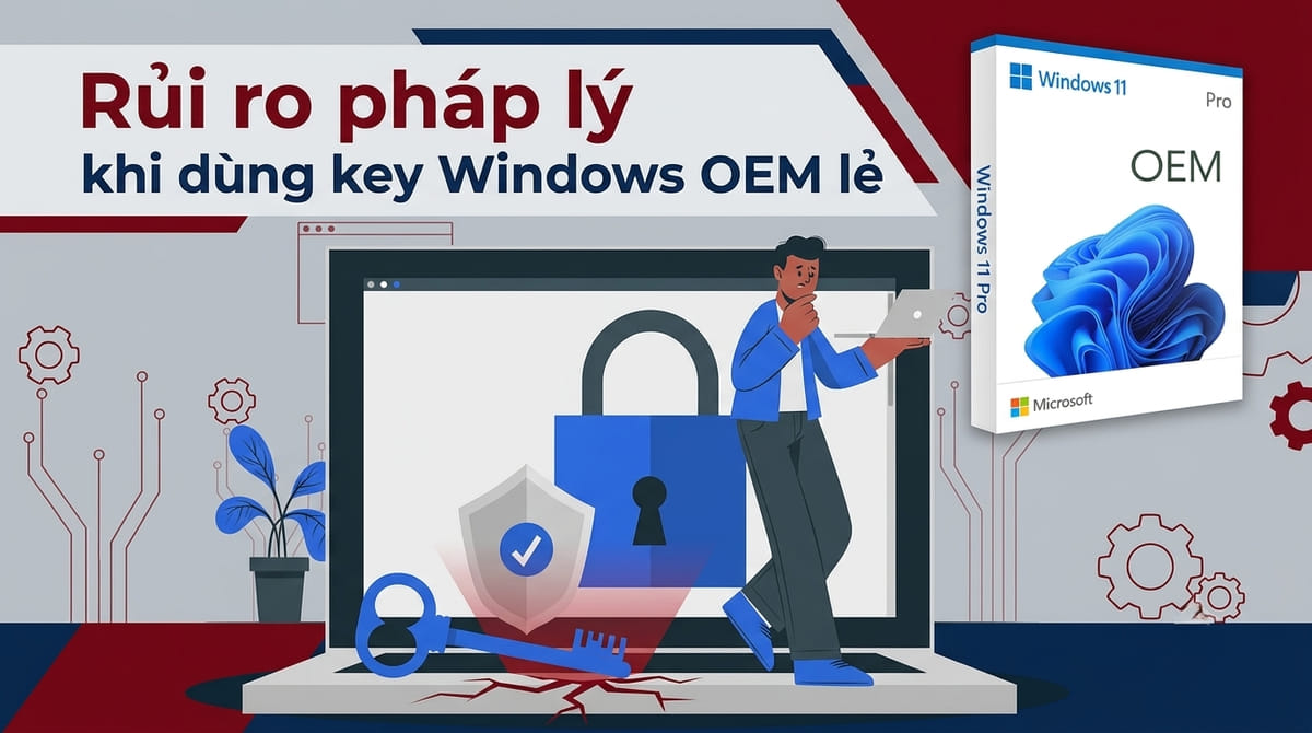 Rủi ro pháp lý khi dùng key Windows OEM lẻ