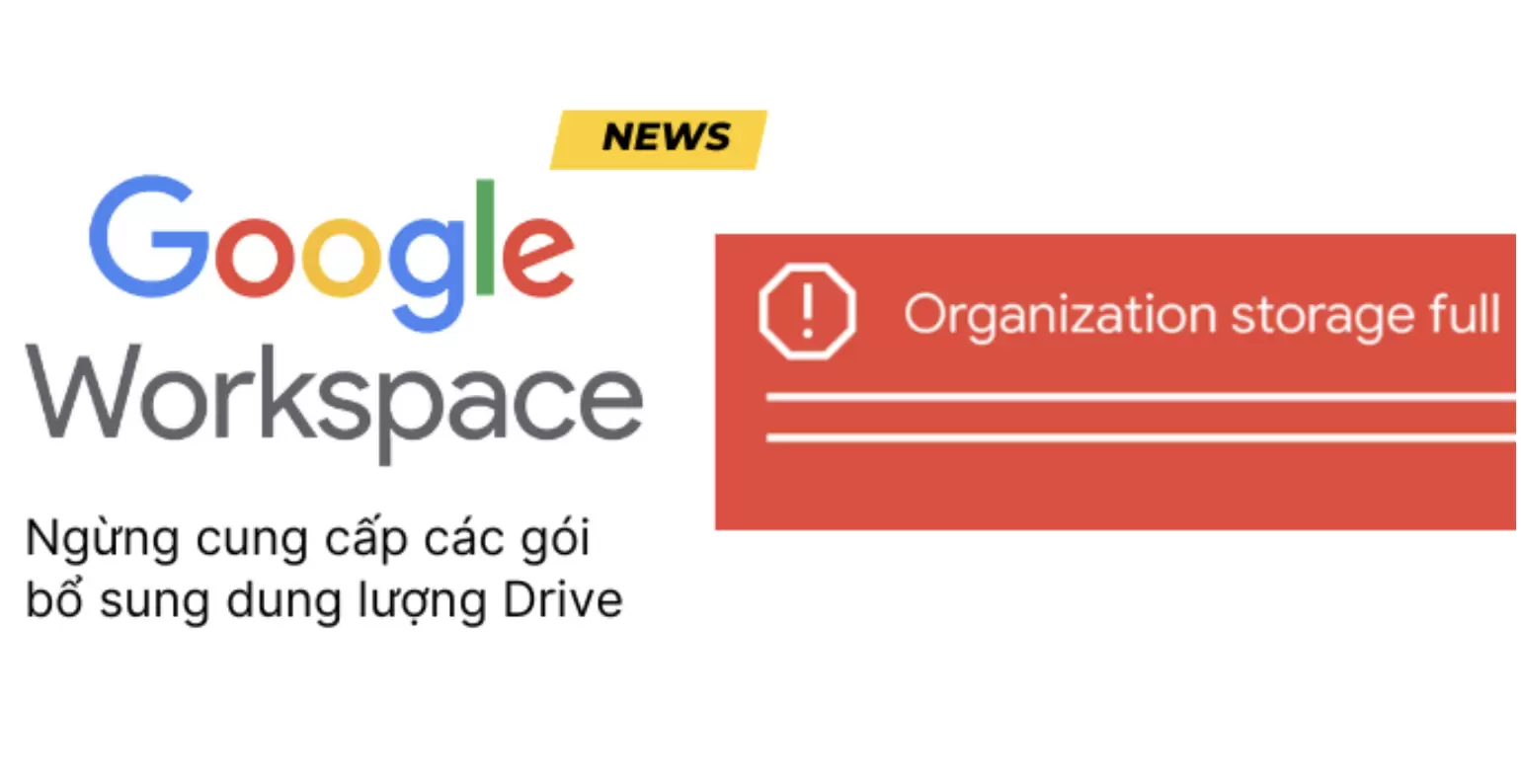 Google Workspace ngừng cung cấp các gói bổ sung dung lượng Drive