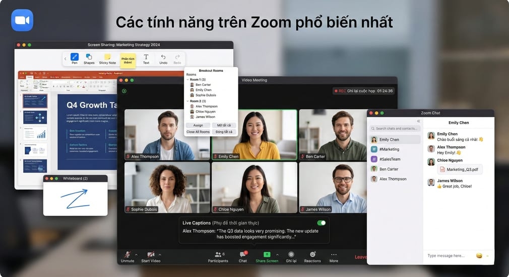 Các tính năng trên Zoom phổ biến nhất