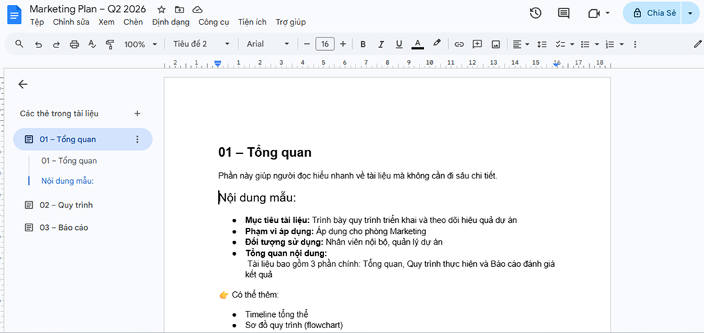 Cách dùng tab tài liệu trong Google Docs mới nhất 2026