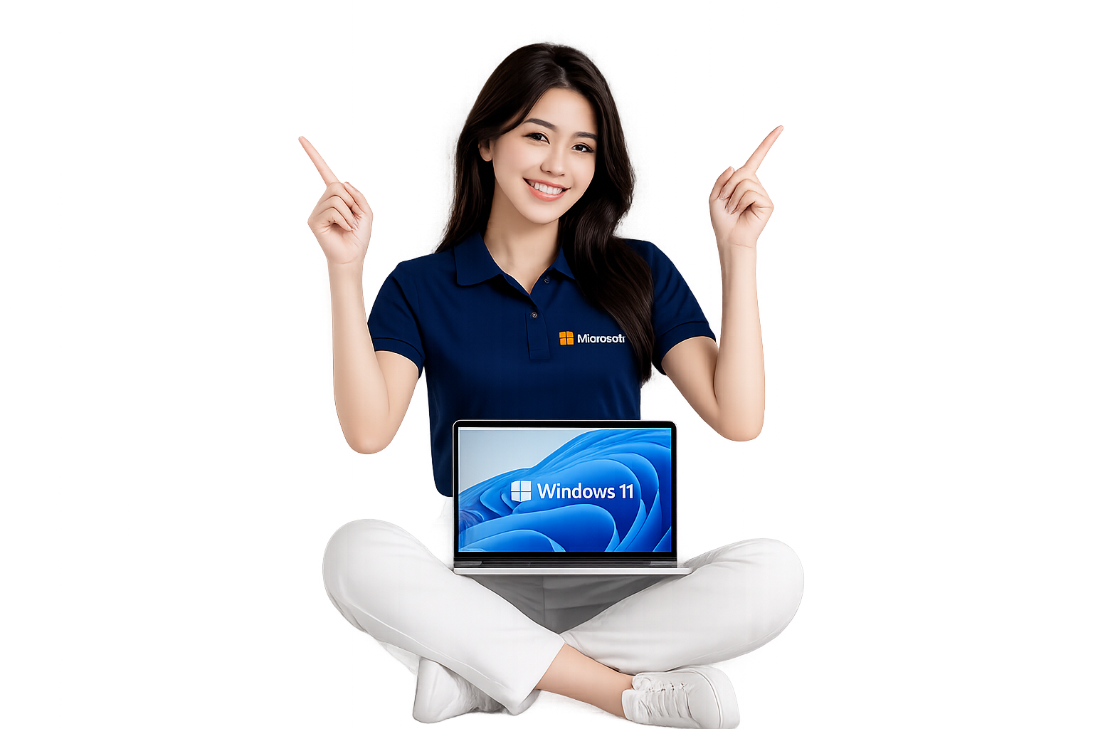 Chuyên viên VinaWeb với laptop chạy Windows 11